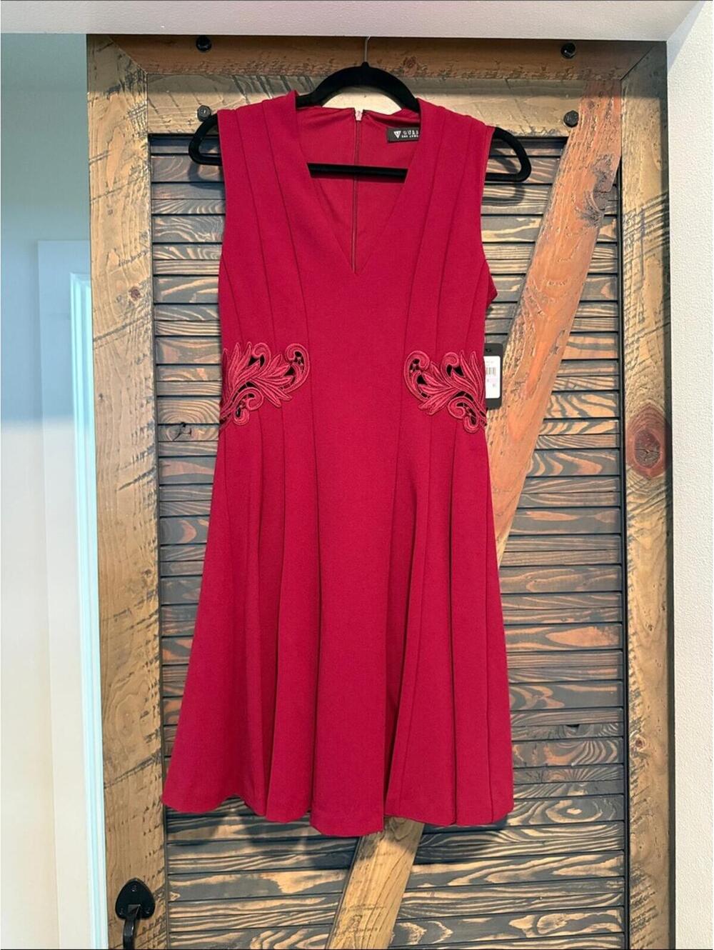 Guess Los Angeles Raspberry Sleeveless Fit-and-Flare Dress